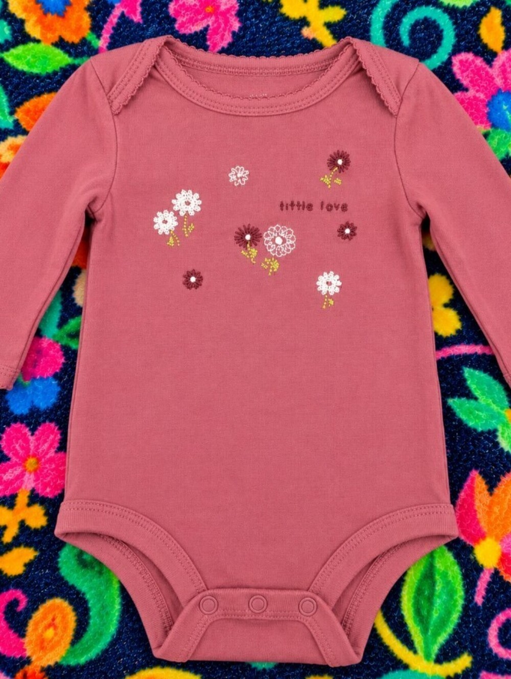 Carter's Mauve Pink Long-Sleeve Floral Bodysuit 3 Months Old Size